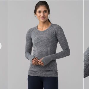 lululemon Swiftly Gray Striped Long Sleeve